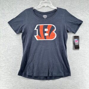 Cincinnati Bengals OTS T-Shirt Women Medium Black NFL Team Apparel Slub Knit Tee